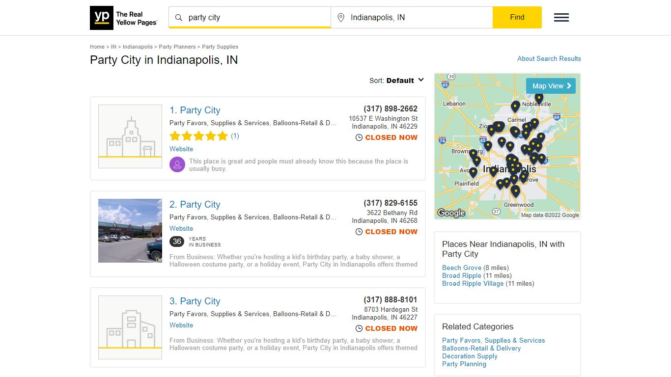Party City Locations & Hours Near Indianapolis, IN - YP.com