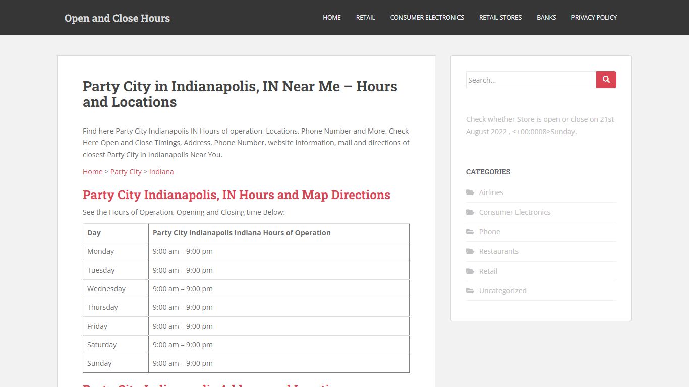 Party City in Indianapolis, IN Near Me - Hours and Locations